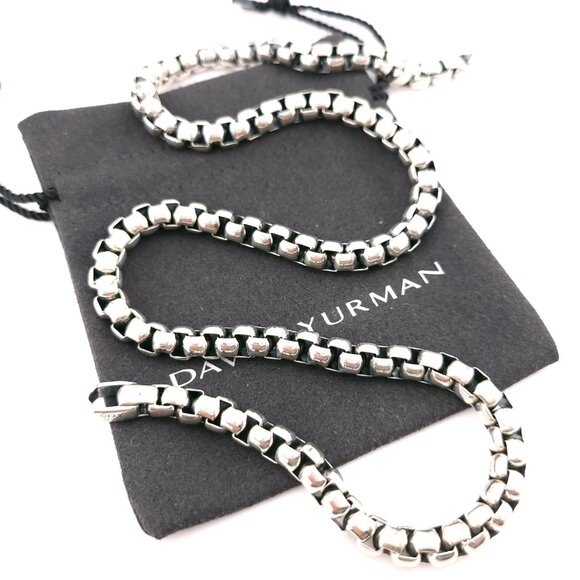 Rare David Yurman Sterling Silver Classic 7'mm Box Chain 22in Push Lock Necklace